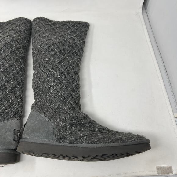Ugg Australia Knit Sweater Boot Gray Casual Tall - 10 - Picture 5 of 9